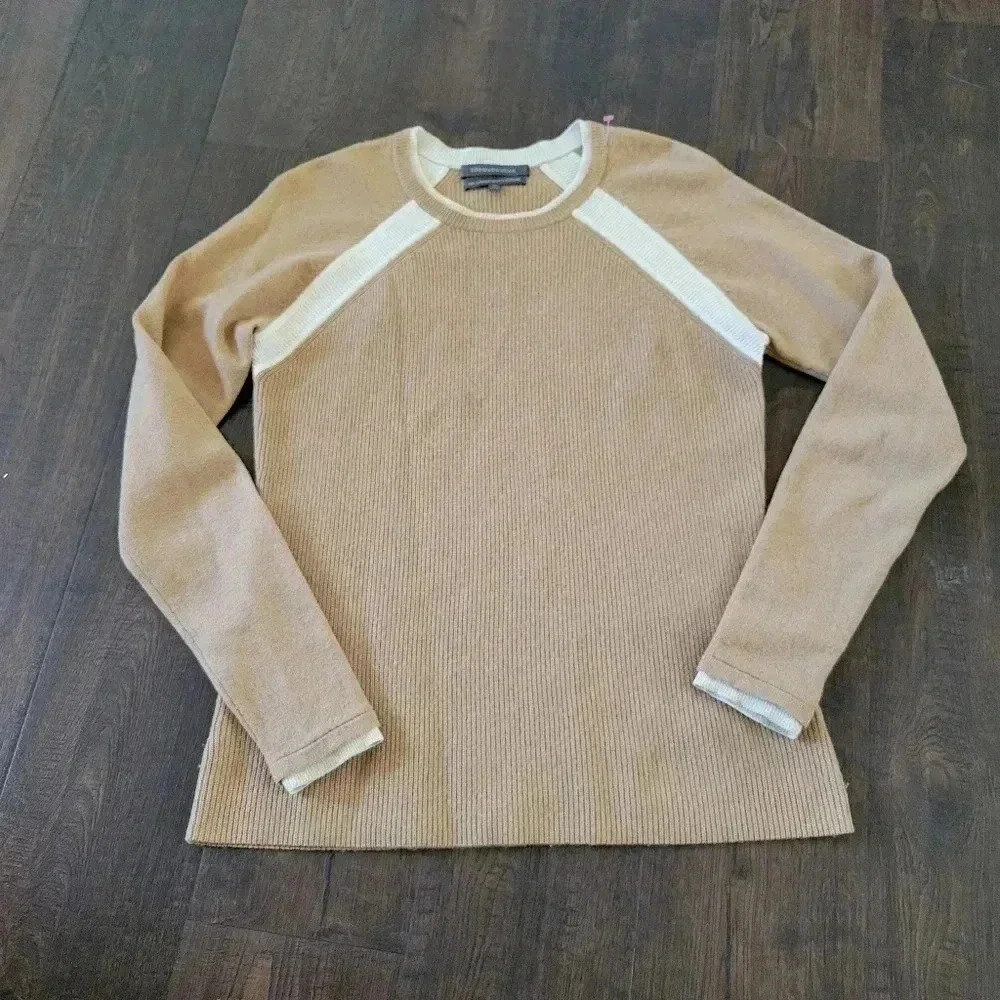 Todd & Duncan 100% Scottish cashmere spun yarn Oatmeal Tan Colorblock